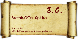 Barabás Opika névjegykártya